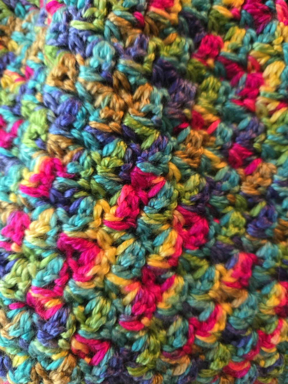 Whimsical Bright Multicolor Crochet Scarf In The Suzette Stitch